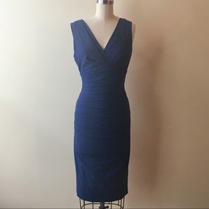 BCBG Royal Blue Ruched Pencil Dress
